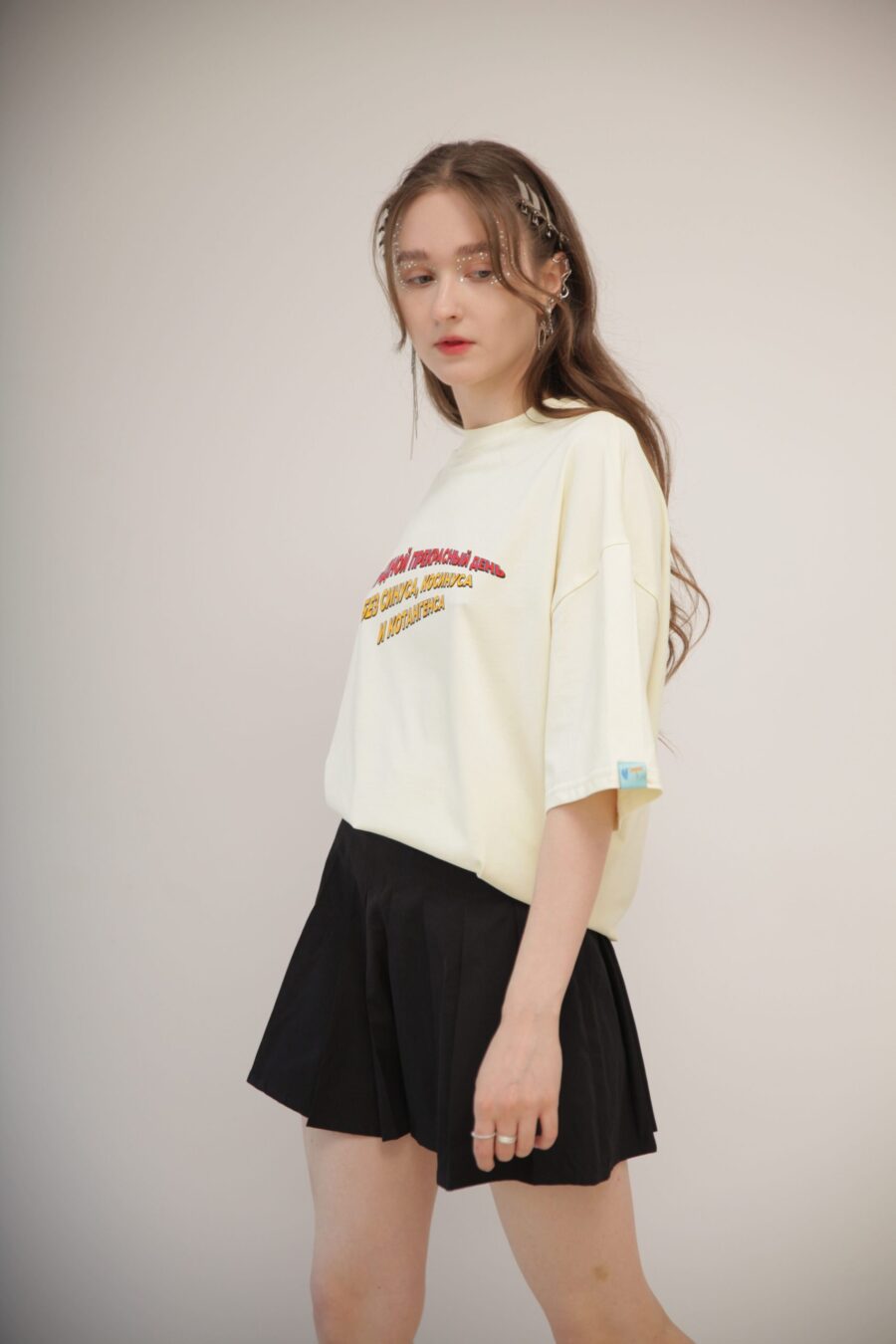 ФУТБОЛКА OVERSIZE ЖЕНСКАЯ / «СИНУС, КОСИНУС», КРЕМОВАЯ — изображение 3