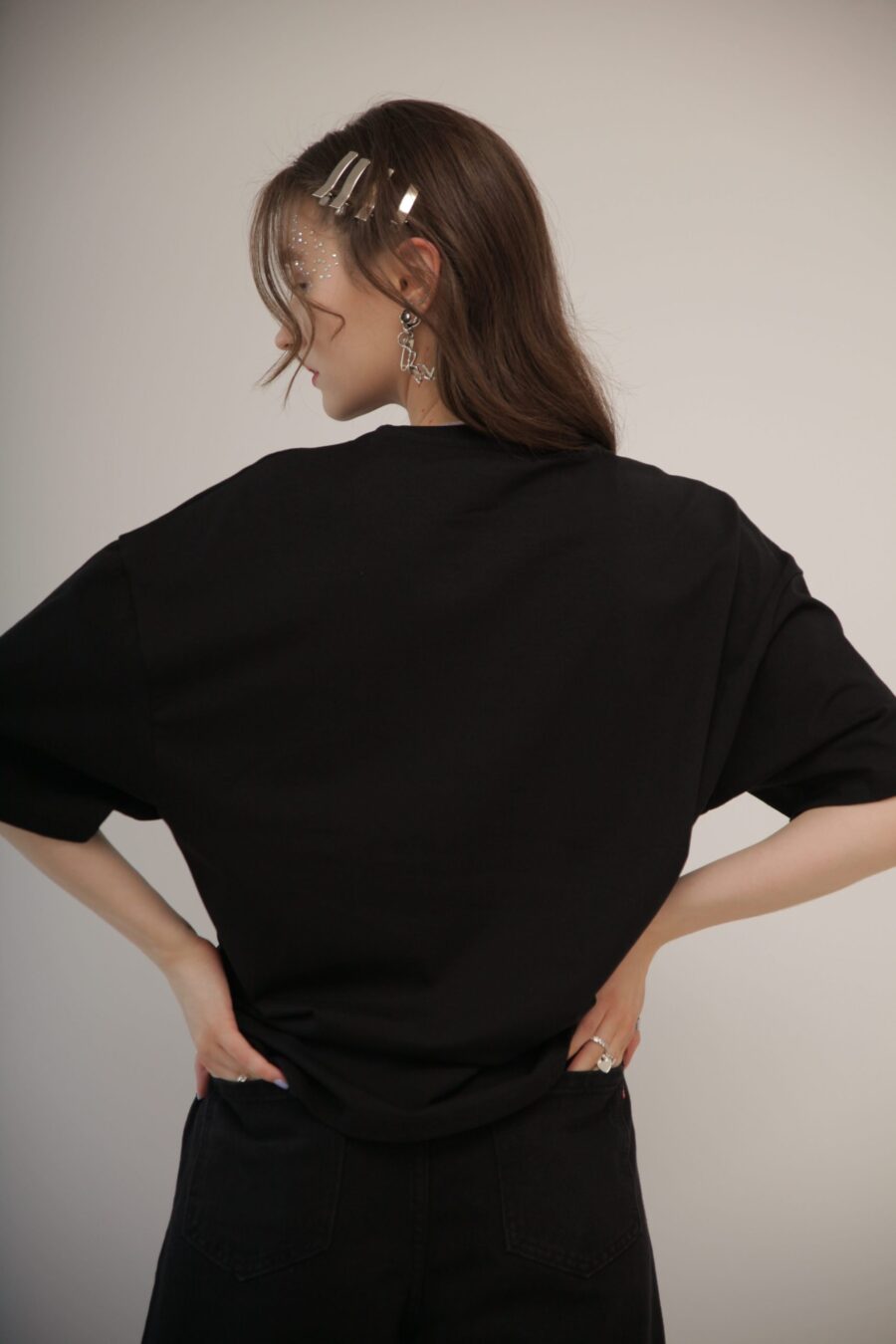 ФУТБОЛКА OVERSIZE ЖЕНСКАЯ / «СИНУС, КОСИНУС», ЧЕРНАЯ — изображение 2